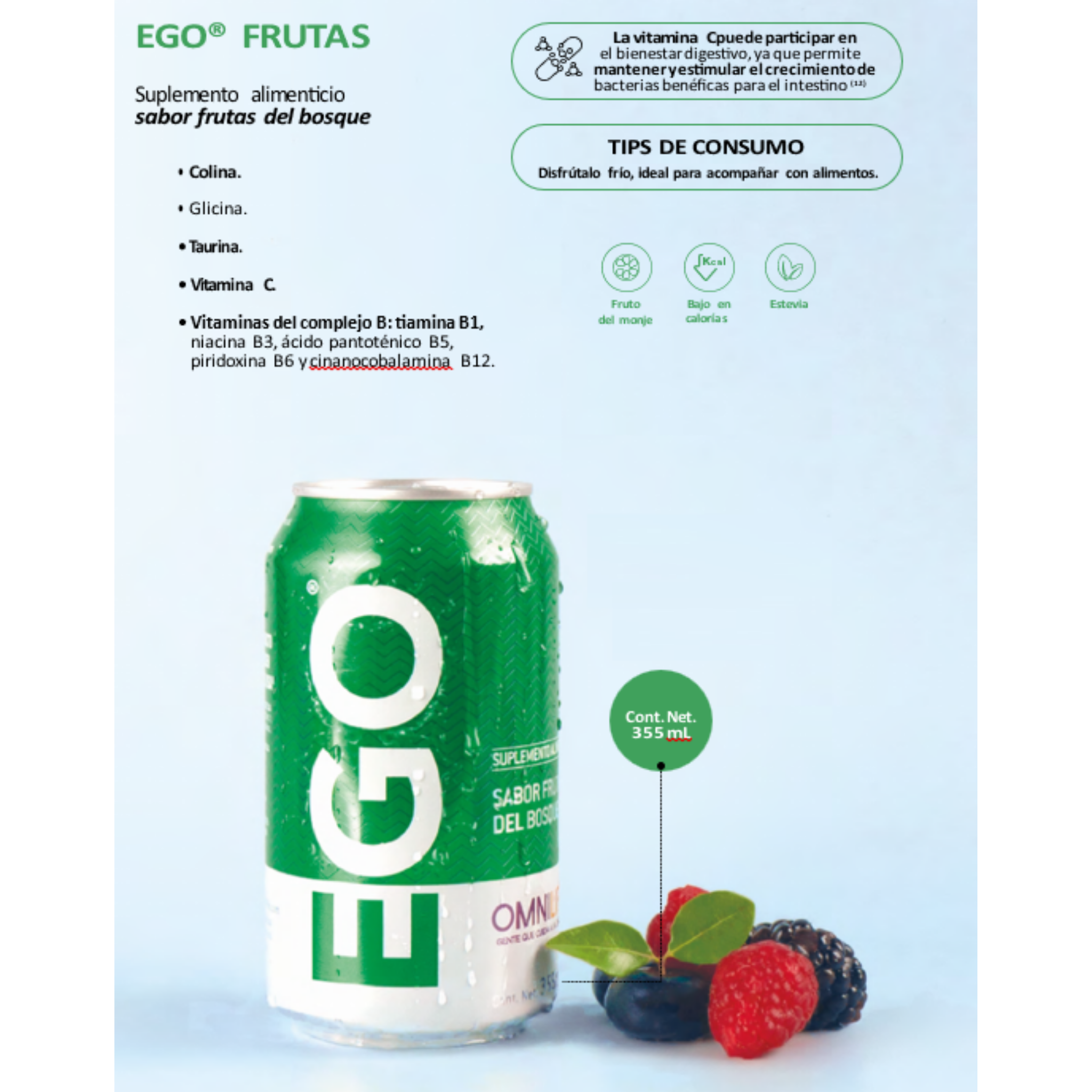 EGO Frutas del Bosque | Detox Natural y Refrescante para Tu Cuerpo (Six Pack)